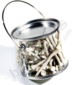 Bucket Gift Tin with White Wooden Golf Tees | Best4Balls 