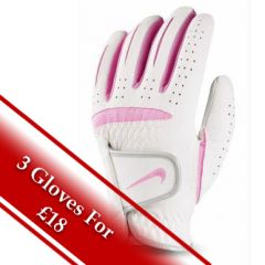 Nike Ladies Dura Feel Golf Glove in White/Pink | Best4Balls