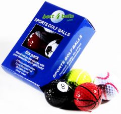 Mixed Pack Novelty Golf Balls - Sports Balls - 6 Pack | Best4Balls