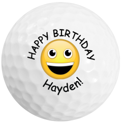 Personalised Smiley Face Happy Birthday golf balls | Best4Balls