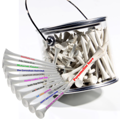 Bucket tin gift set with 100 personalised golf tees | Best4Balls