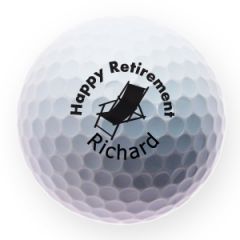 Happy Retirement Deckchair personalised golf balls | Best4Balls