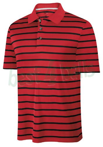 Golf Clothing - Golf Shirts - Adidas Golf - Adidas ClimaCool Stripe Golf Shirt Red/Black