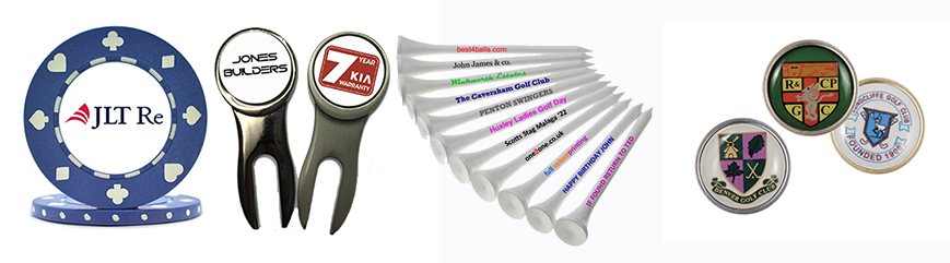 Corporate logo golf accessories, tees and markers
