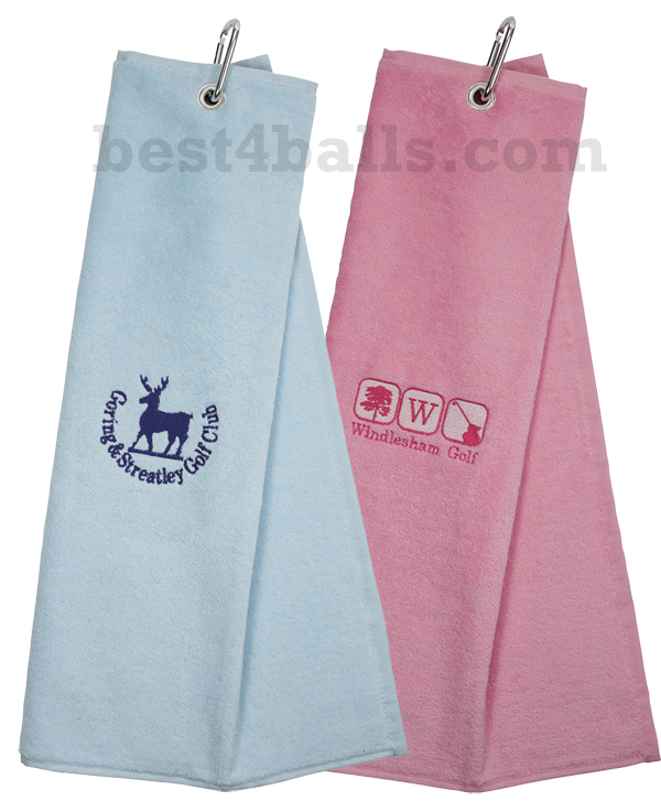 Embroidered trifold logo golf towels
