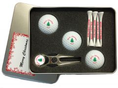 Christmas Three Ball Gift Set Personalised with Tees & Pitch Fork | Best4Balls 