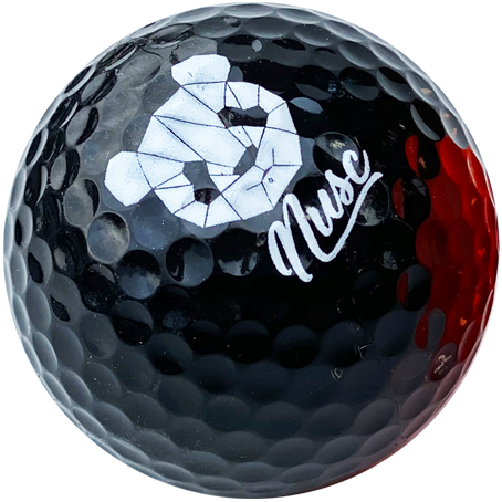 Black logo golf balls